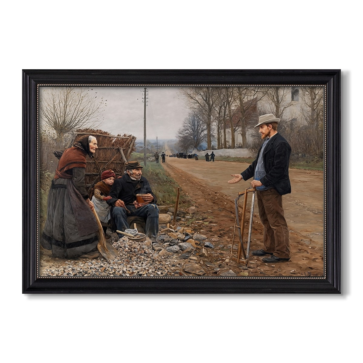 People By A Road 1893 Hans Andersen Brendekilde Custom Framed Canvas