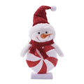 Peppermint Snowman Figurines With Knit Hat Set Of 2