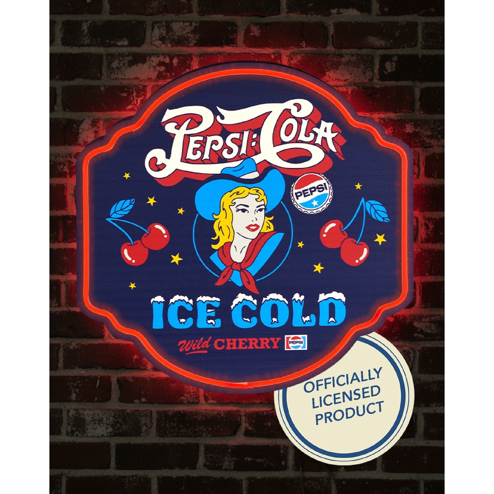 Pepsi Cola Vintage Ice Cold Led Plaque 16 Retro Soda Light Up Wall Decor For Man Cave Bar Garage Game Room
