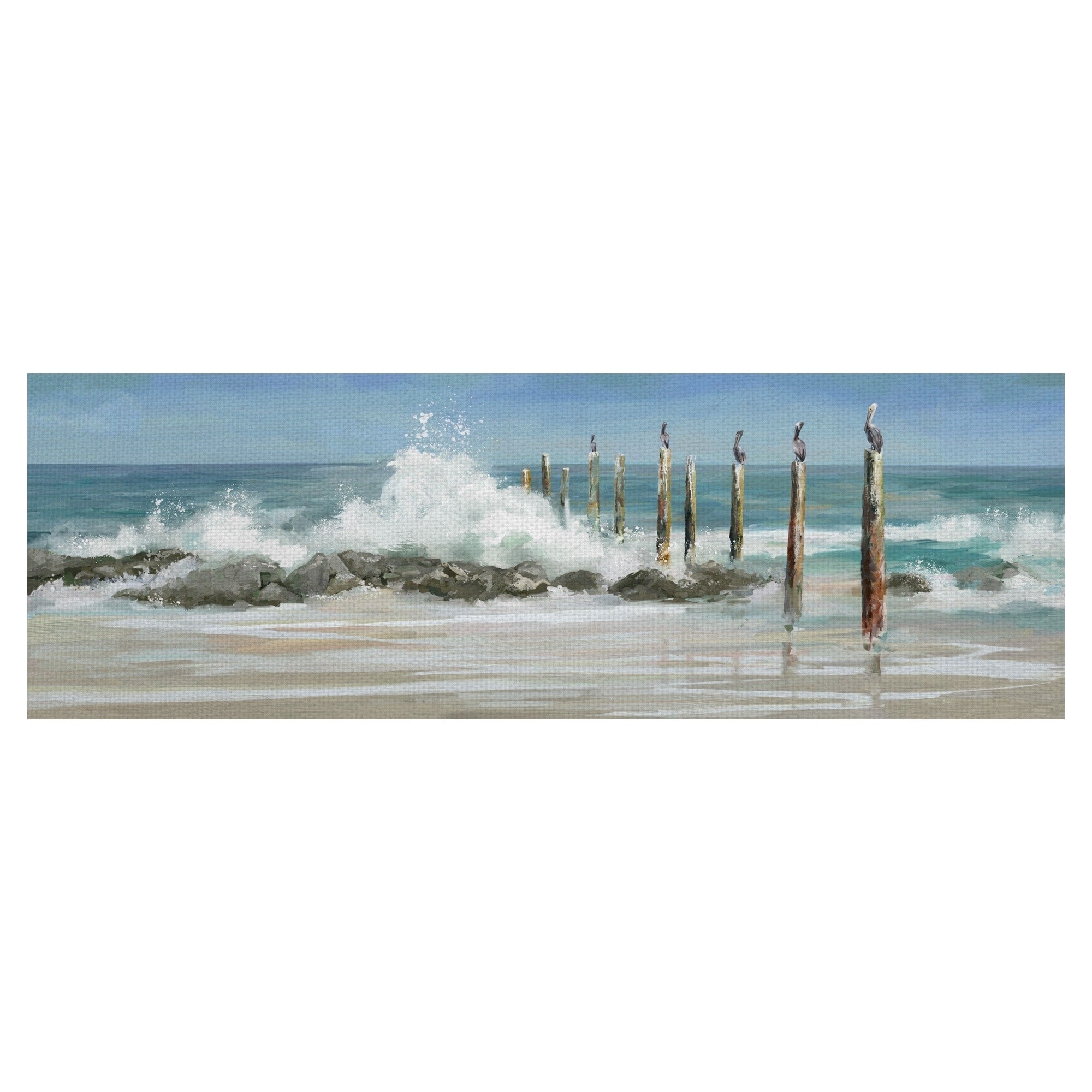 Pelicans Perched By The Sea By Studio Arts Wrapped Canvas Painting Art Print