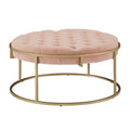 Perdita Gold Finish Velvet Round Tufted Cocktail Ottoman By Inspire Q Bold
