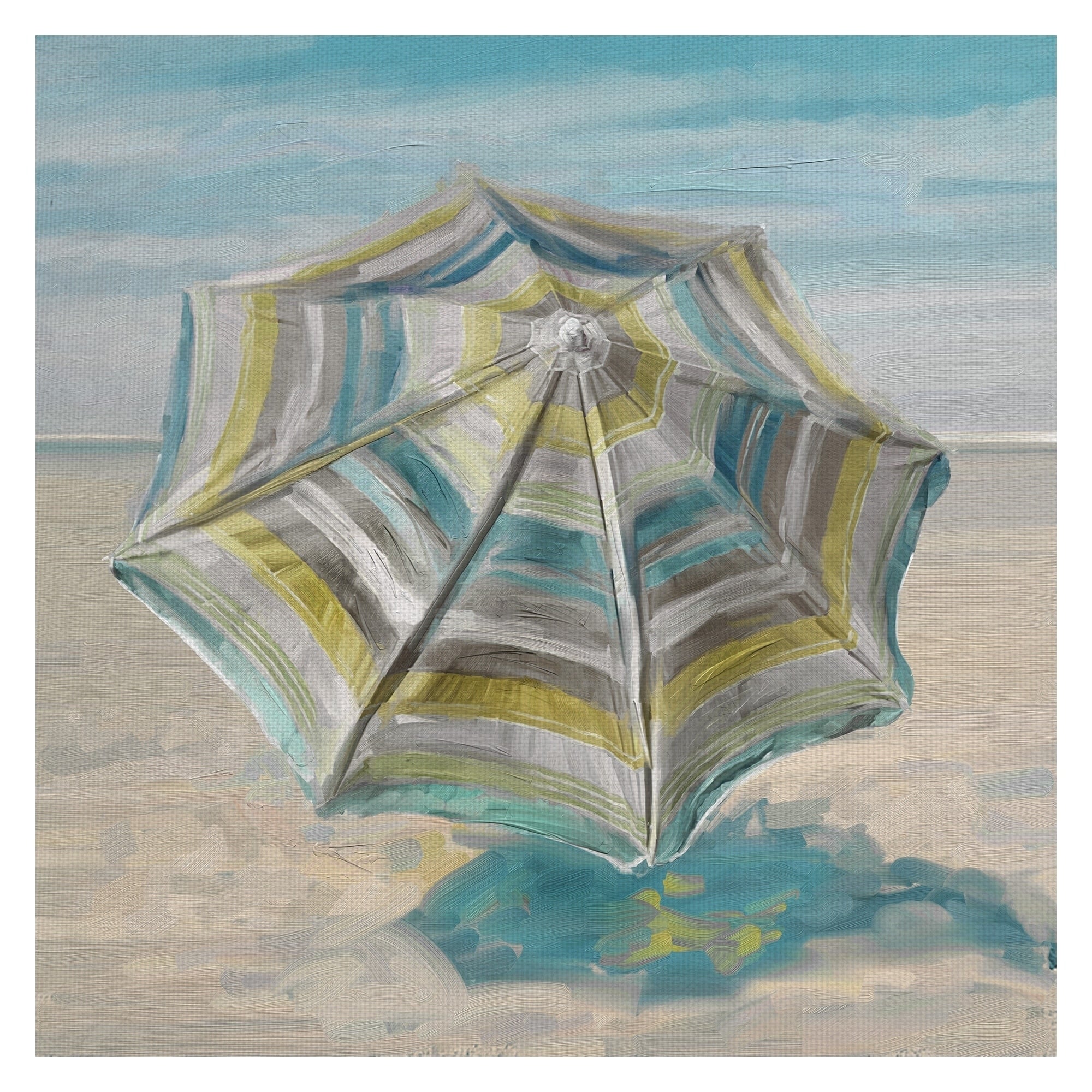 Beach Umbrella Casts Perfect Shade Wrapped Canvas Painting Art Print