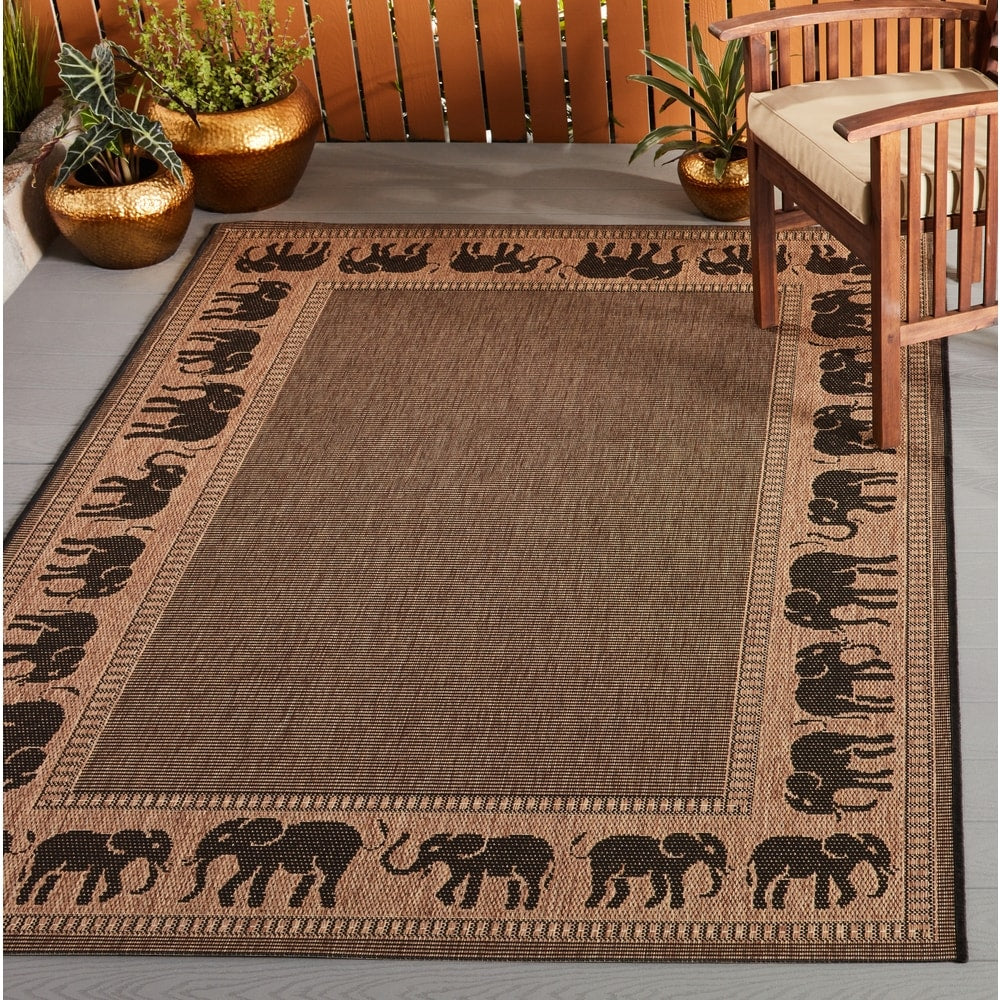 Pergola Global Cocoa Black Indoor Outdoor Area Rug 53 X 76