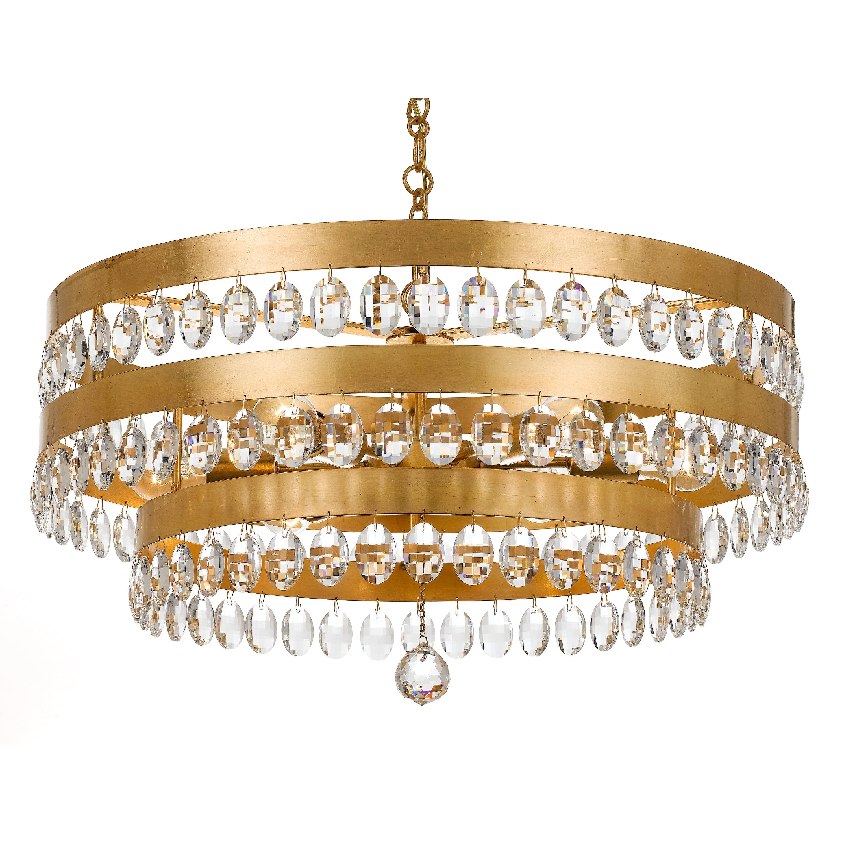 Crystorama Perla Collection 6 Light Antique Gold Chandelier