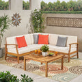 Perla 6 Piece Outdoor Wood Chat Set W Cushions By Christopher Knight Home