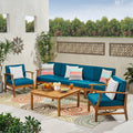 Perla Outdoor Acacia Wood 7 Piece Chat Set With Cushions By Christopher Knight Home
