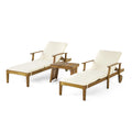 Perla Outdoor Acacia Wood 3 Piece Chaise Lounge Set With Water Resistant Cushions By Christopher Knight Home