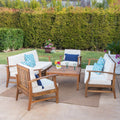 Perla Outdoor Acacia Wood 9 Piece Sofa Set With Cushions By Christopher Knight Home