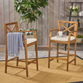 Perla Outdoor Acacia Wood Barstool By Christopher Knight Home Set Of 2
