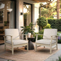 Perla Outdoor Acacia Wood Club Chair With Cushion Set Of 2 By Christopher Knight Home