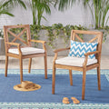 Perla Outdoor Acacia Wood Dining Chair Set Of 2 By Christopher Knight Home