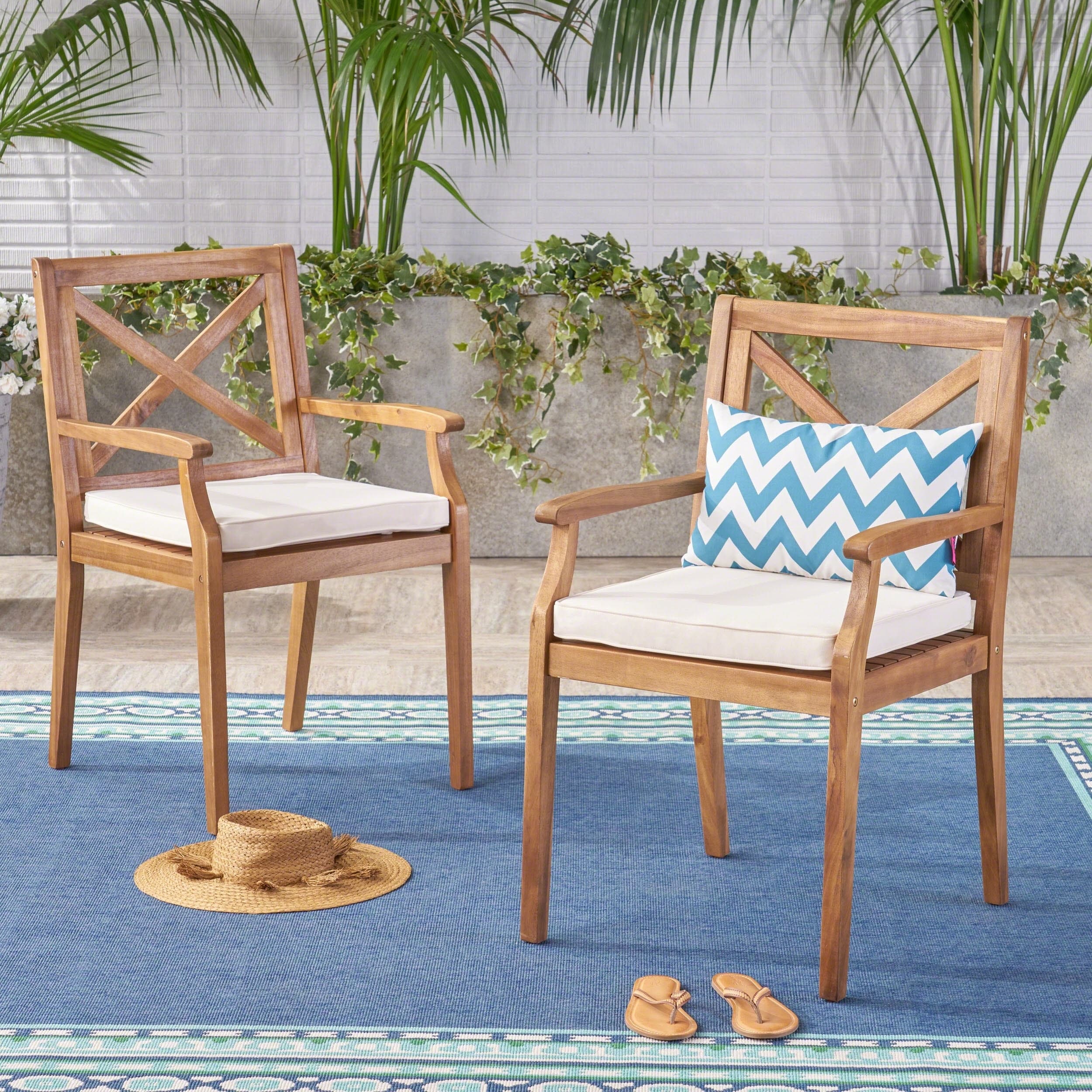 Perla Outdoor Acacia Wood Dining Chair Set Of 2 By Christopher Knight Home