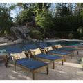Perla Outdoor Acacia Wood Chaise Lounge With Cushion Set Of 4 By Christopher Knight Home
