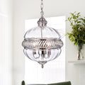 Permin 13 Inch Clear Glass Globe With Metal Accents Pendant Light