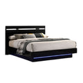 Pero King Size Bed W Silver Trimmed Headboard Led Footboard Black