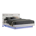 Pero King Size Bed W Silver Trimmed Headboard Led Footboard White