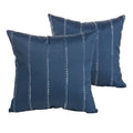Perry Dotted Stripe Navy Indoor Outdoor 22 Inch Square Pillow Set