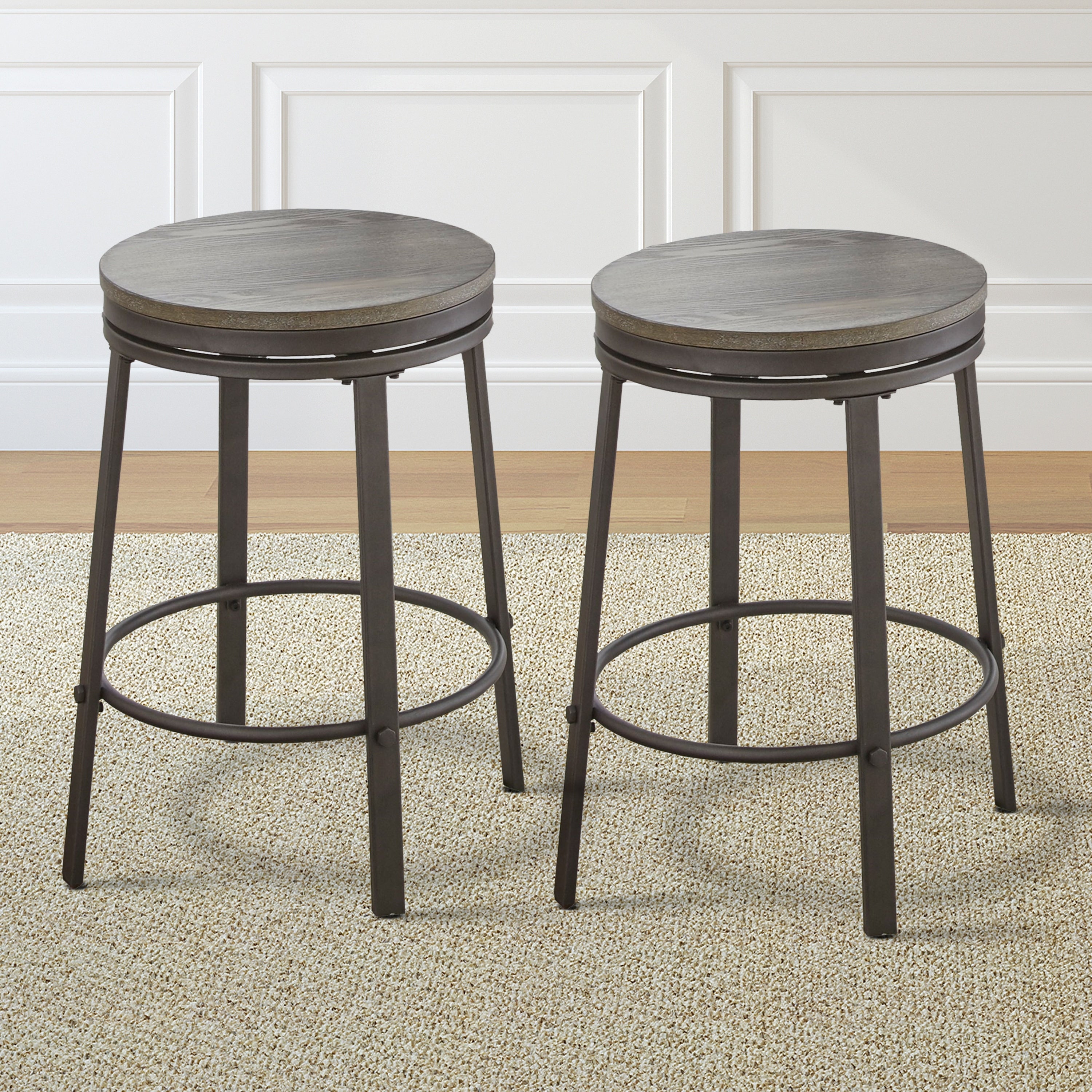 Perry Industrial Style Counter Height Swivel Stool Set Of 2 By Greyson Living
