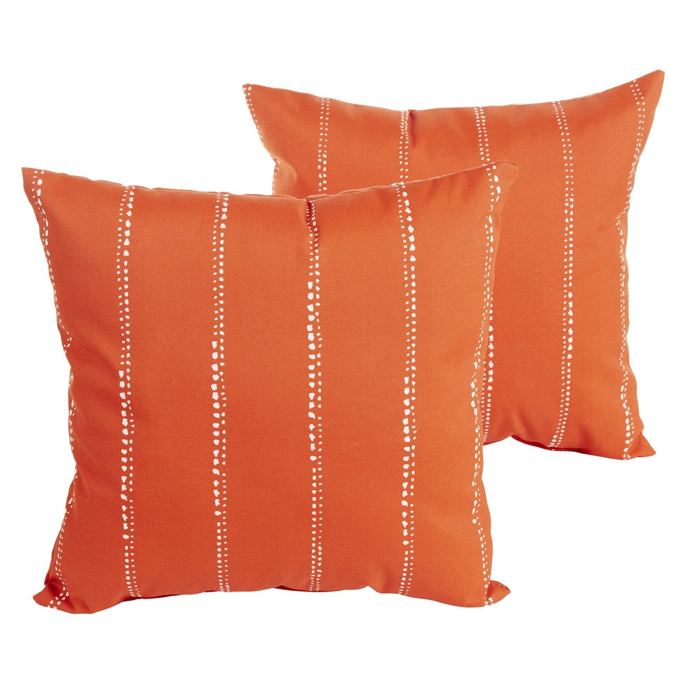 Perry Orange Dotted Stripes Indoor Outdoor 18 Inch Decorative Throw Pillow