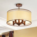 Perser 5 Light Copper Semi Flush Mount With Fabric Shade