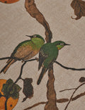 Persimmon Birds Flax Linen Fabric Swatch by Nathan Turner, Mustard