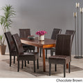 T Stitch Chocolate Brown Bonded Leather Dining Chair Set Of 6 By Christopher Knight Home