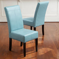T Stitch Teal Blue Leather Dining Chairs Set Of 2 By Christopher Knight Home
