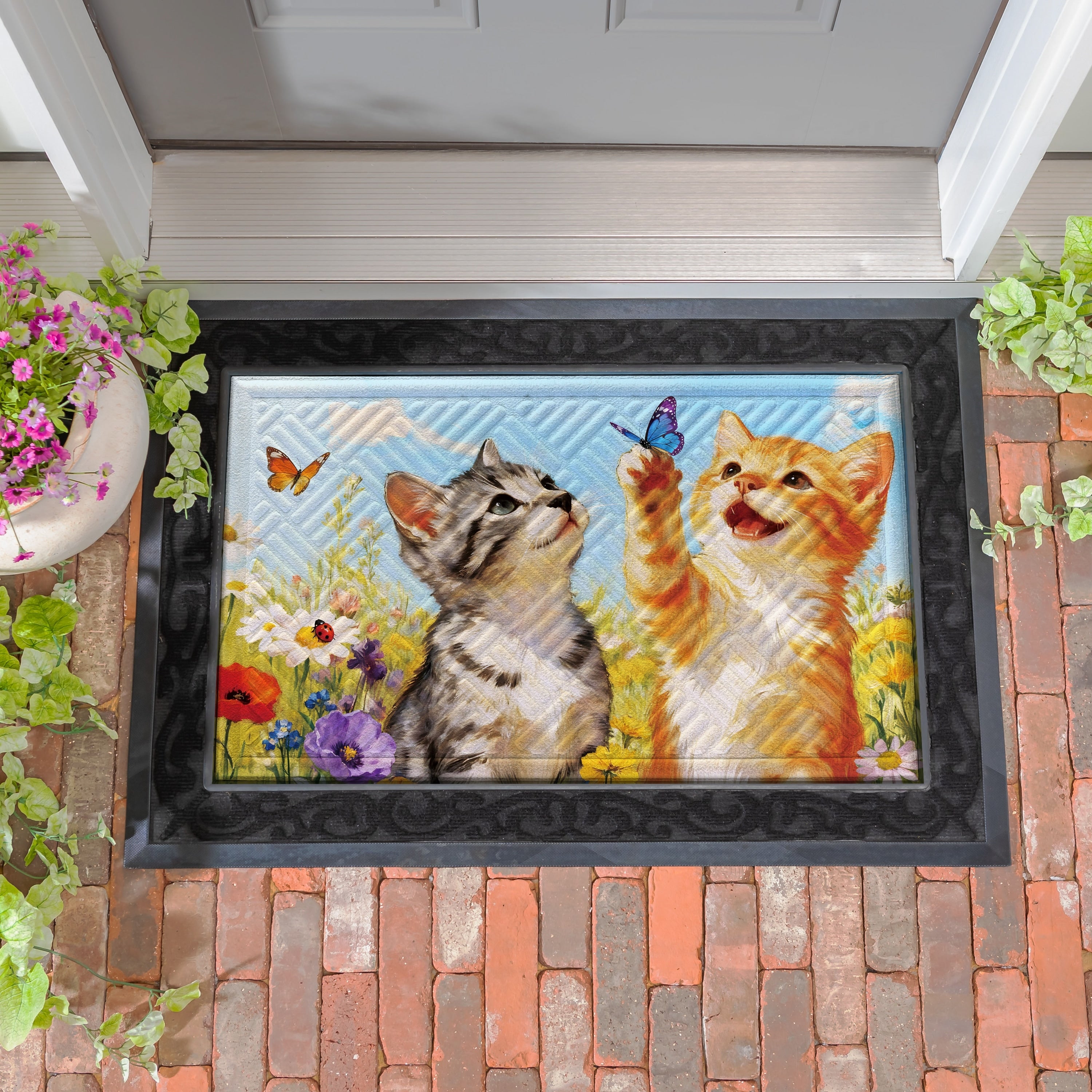 Pet Central Welcome Friends Kittens Embossed Door Mat 30 X 18