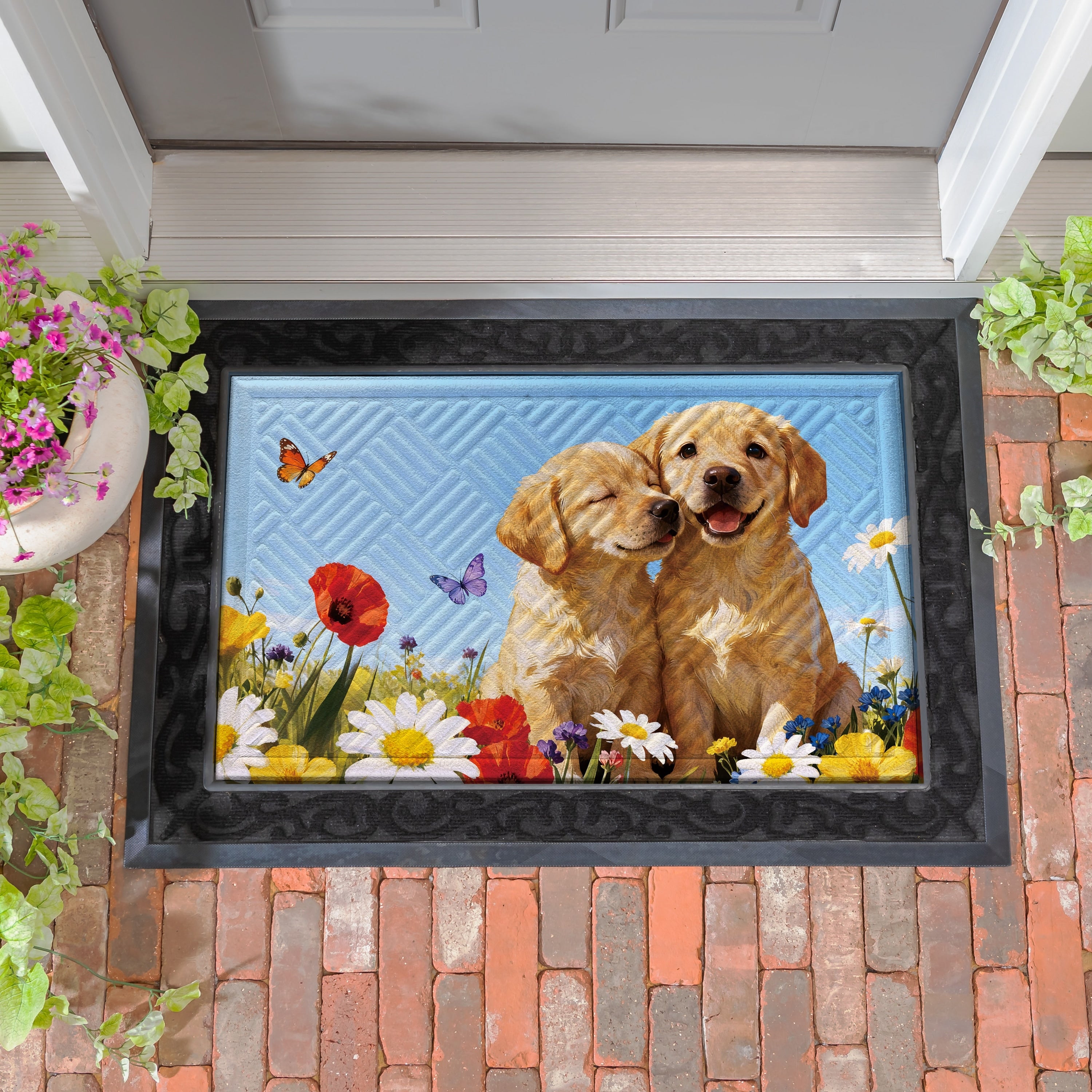 Pet Central Welcome Friends Puppies Embossed Door Mat 30 X 18