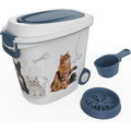 Pet Food Storage Container With Wheels Resin Dog Food Scoop Slow Feed Bowl Waterproof And Moisture Proof Blue