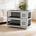 Pet House 2 Story Large Rabbit Hutch Is Designed For Convenient Cleaning Dark Grey