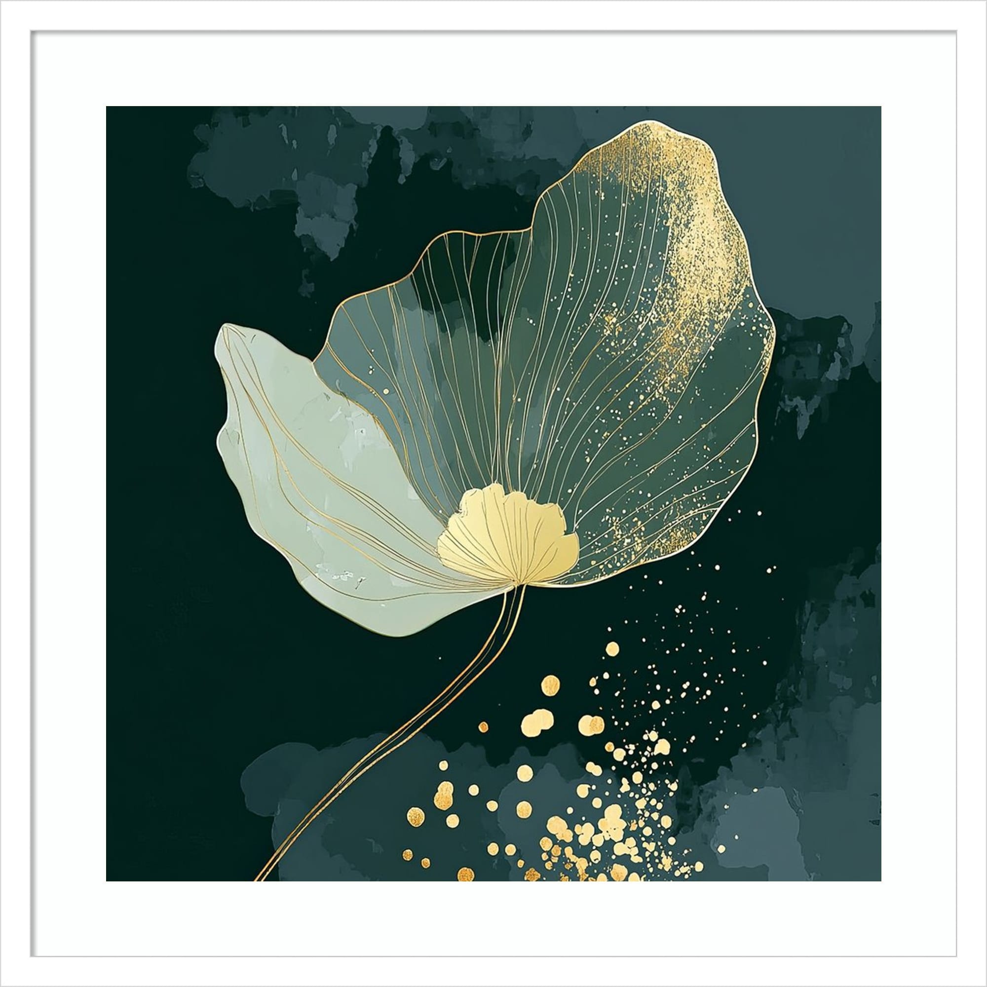 Petals Of Jewel And Gold By Tradelink Inhouse Artist Wood Framed Wall Art Print