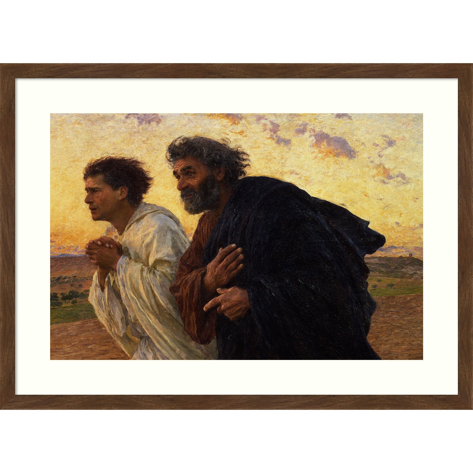 Peter And John At The Sepulchre By Eugene Burnand Wood Framed Wall Art Print