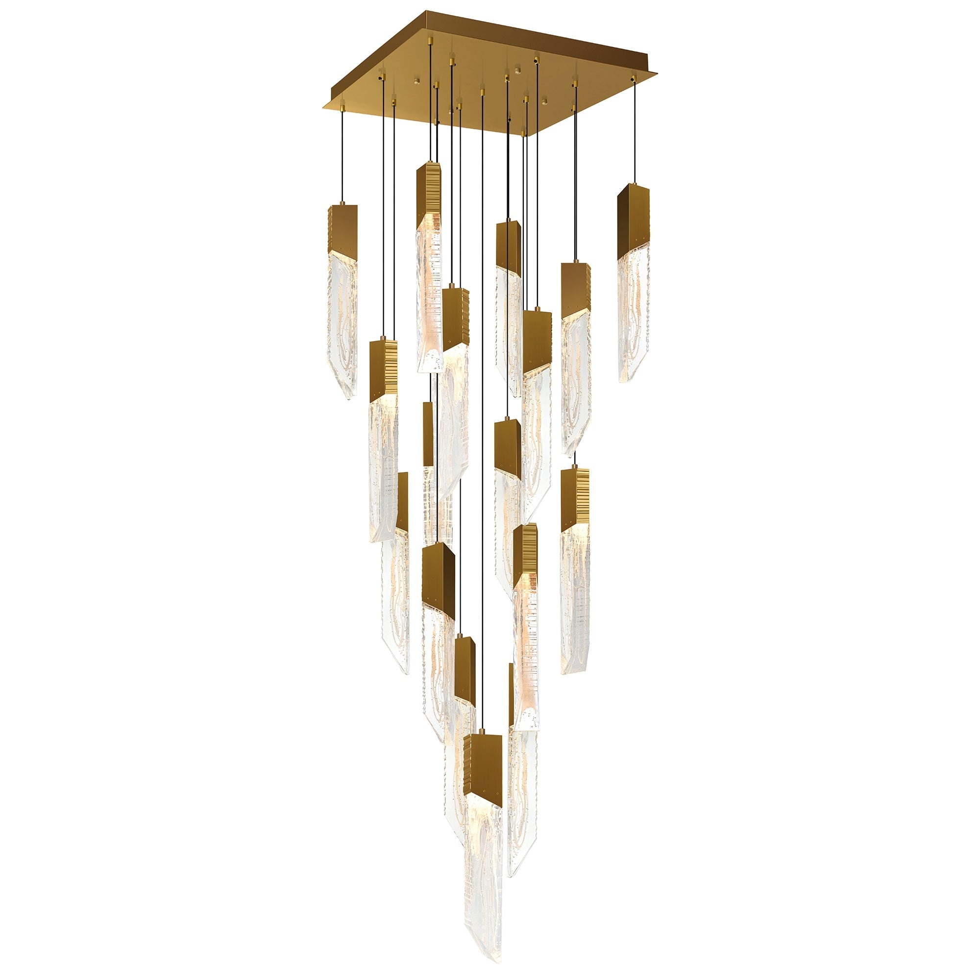 Petra Integrated Led 24In Brass Chandelier With Handcrafted Glass
