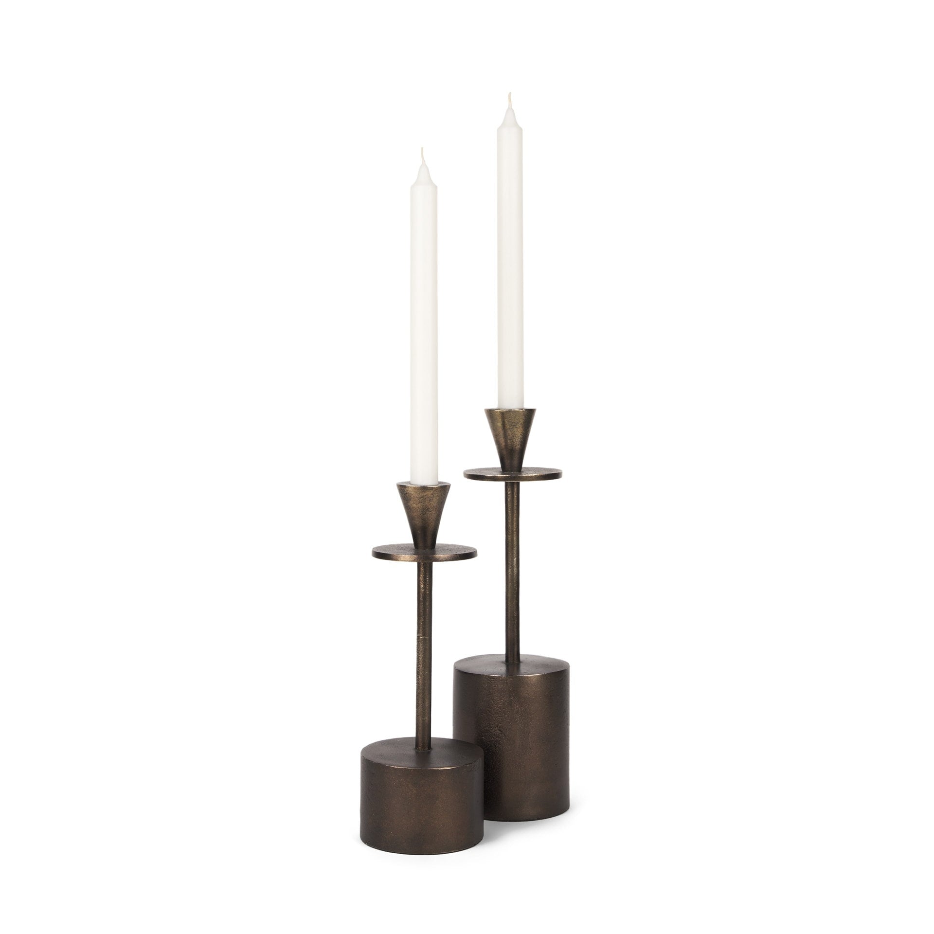 Petria Antiqued Gold Textured Metal Taper Candle Holders 3.8L X 3.8W X 13.0H
