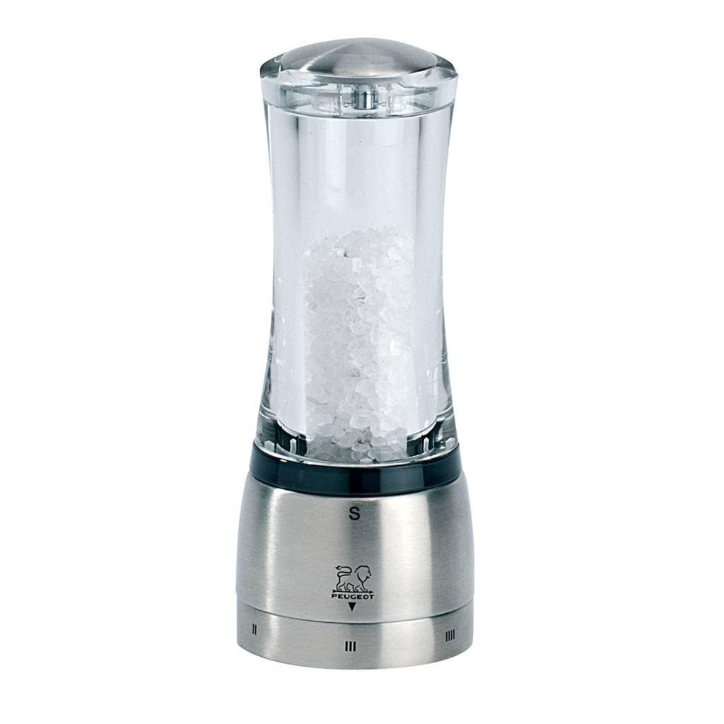 Peugeot 25434 Daman Uselect Shaftless 6.5 Inch Salt Mill Stainless Steel Stainless Steel Clear