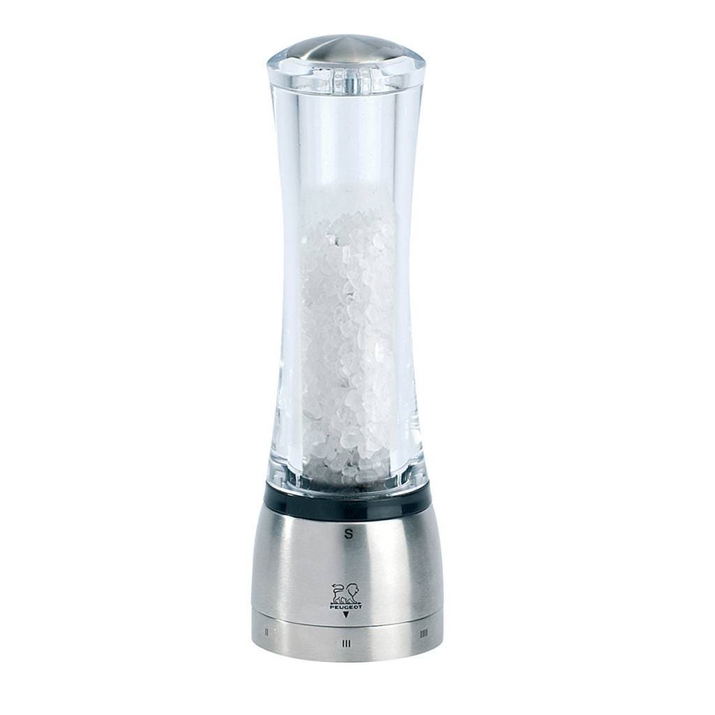 Peugeot 25458 Daman Uselect Shaftless 8.25 Inch Salt Mill Stainless Steel Stainless Steel Clear