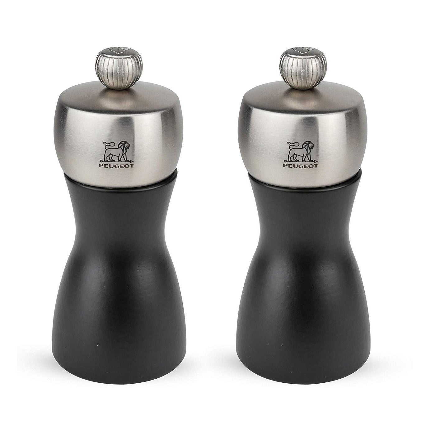 Peugeot Fidji Stainless Steel Salt And Pepper Mill Set 12Cm 4.75 Inch Black Matte Black Matte