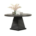 Pex Dining Table 54 Inch Round Top Pedestal Base Espresso Brown