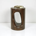 Phaedra 13.75 Round Trunk Style Mgo Side Table With Wood Grain Texture
