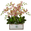 Nearly Natural Phalaenopsis Orchid Arrangement In Decorative Wood Vase