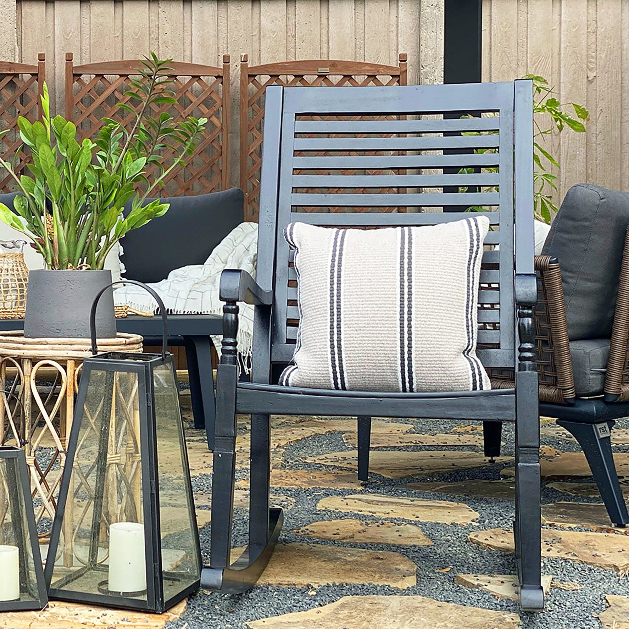 Phi Villa Outdoor Acacia Wood Rocking Chair For Garden And Indoor