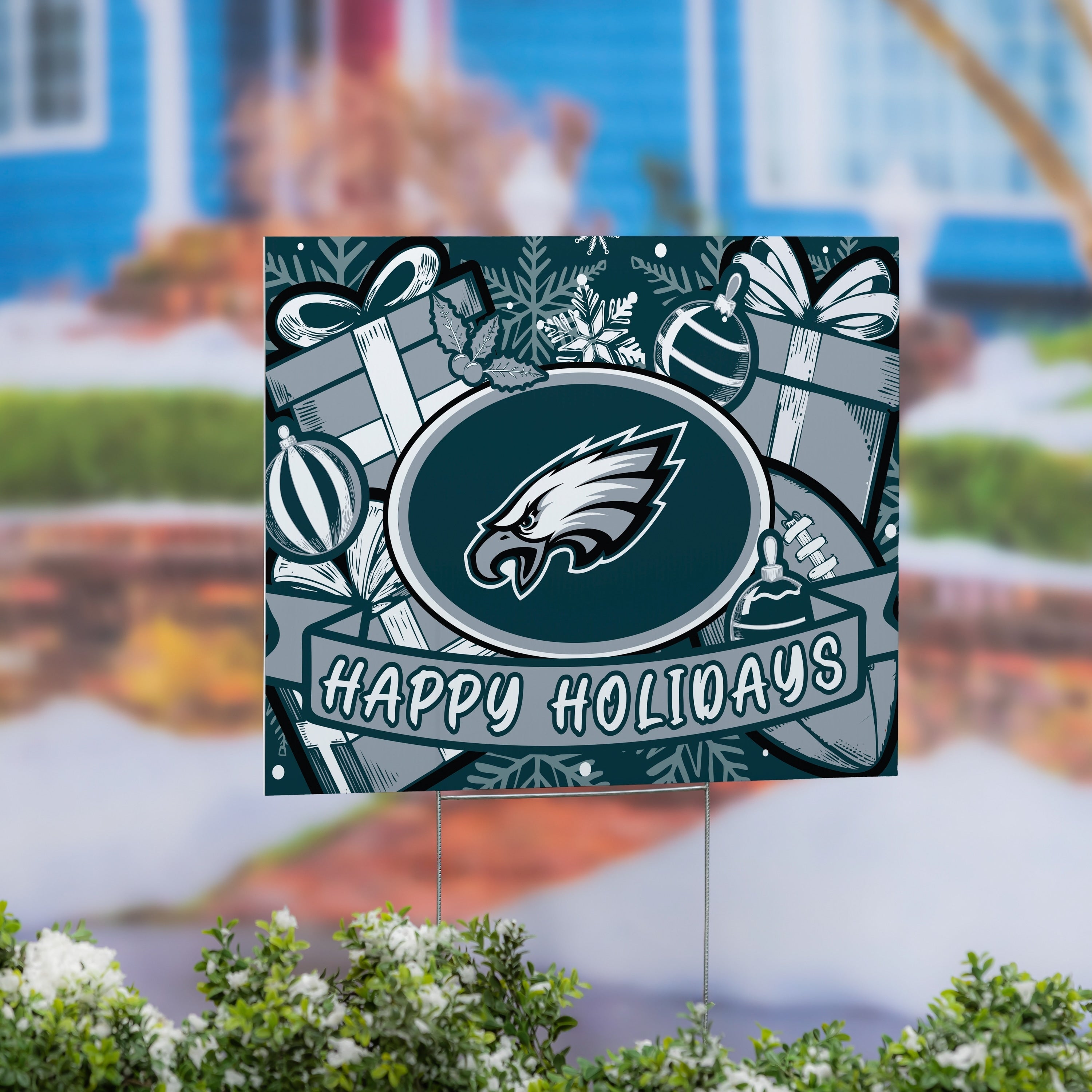 Philadelphia Eagles Yard Sign Happy Holidays 24 X 18