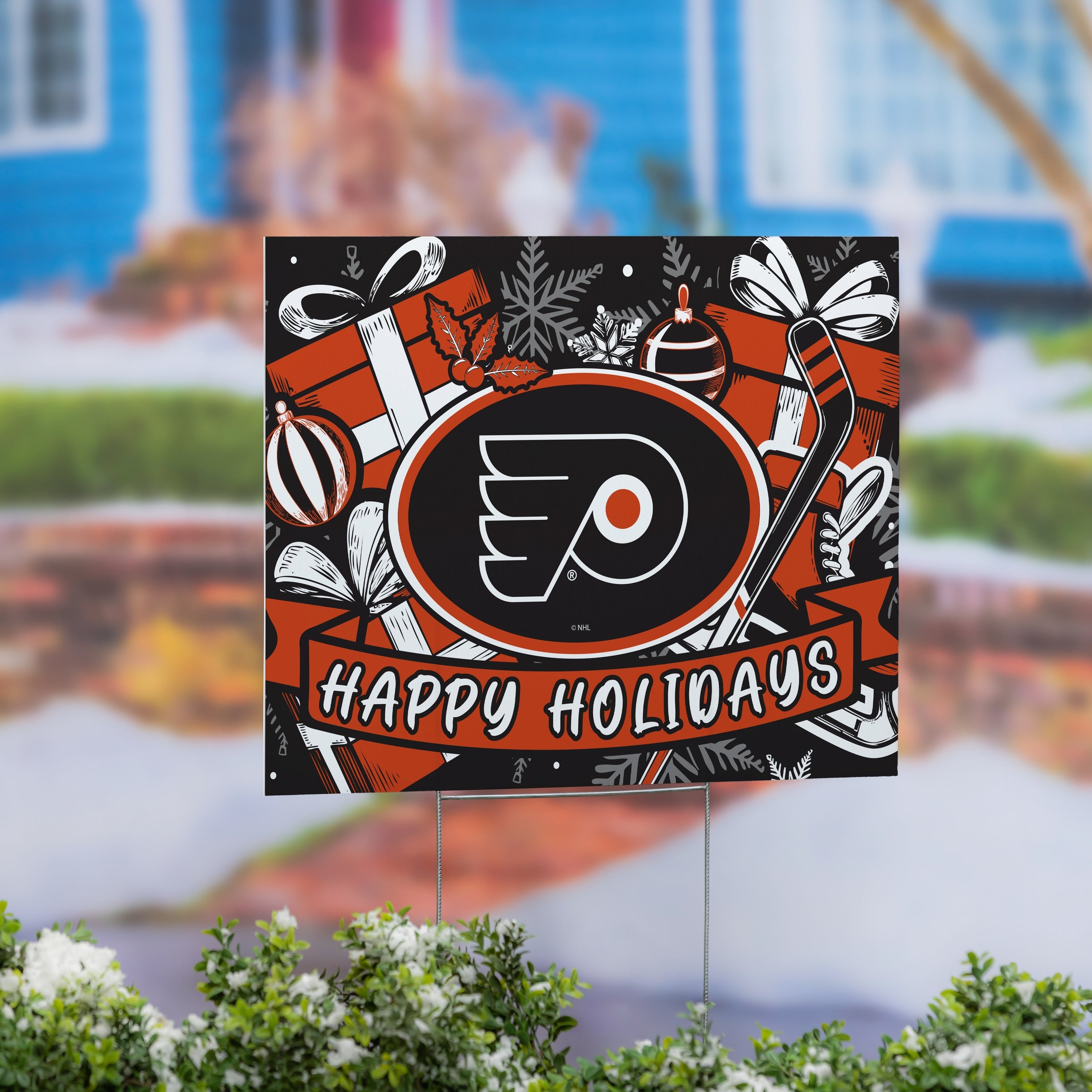 Philadelphia Flyers Yard Sign Happy Holidays 24 X 18