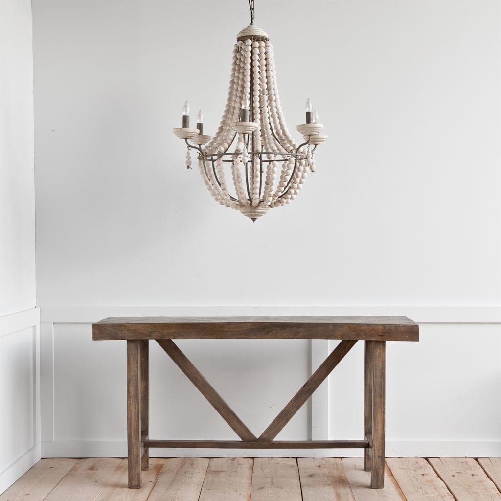 Mercana Phillum Cream Wood Hanging Light Fixture