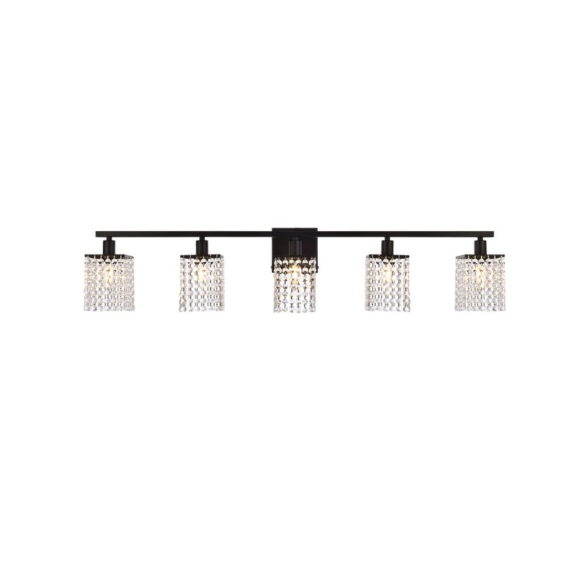 Phoenix 5 Light Bath Sconce With Clear Crystals