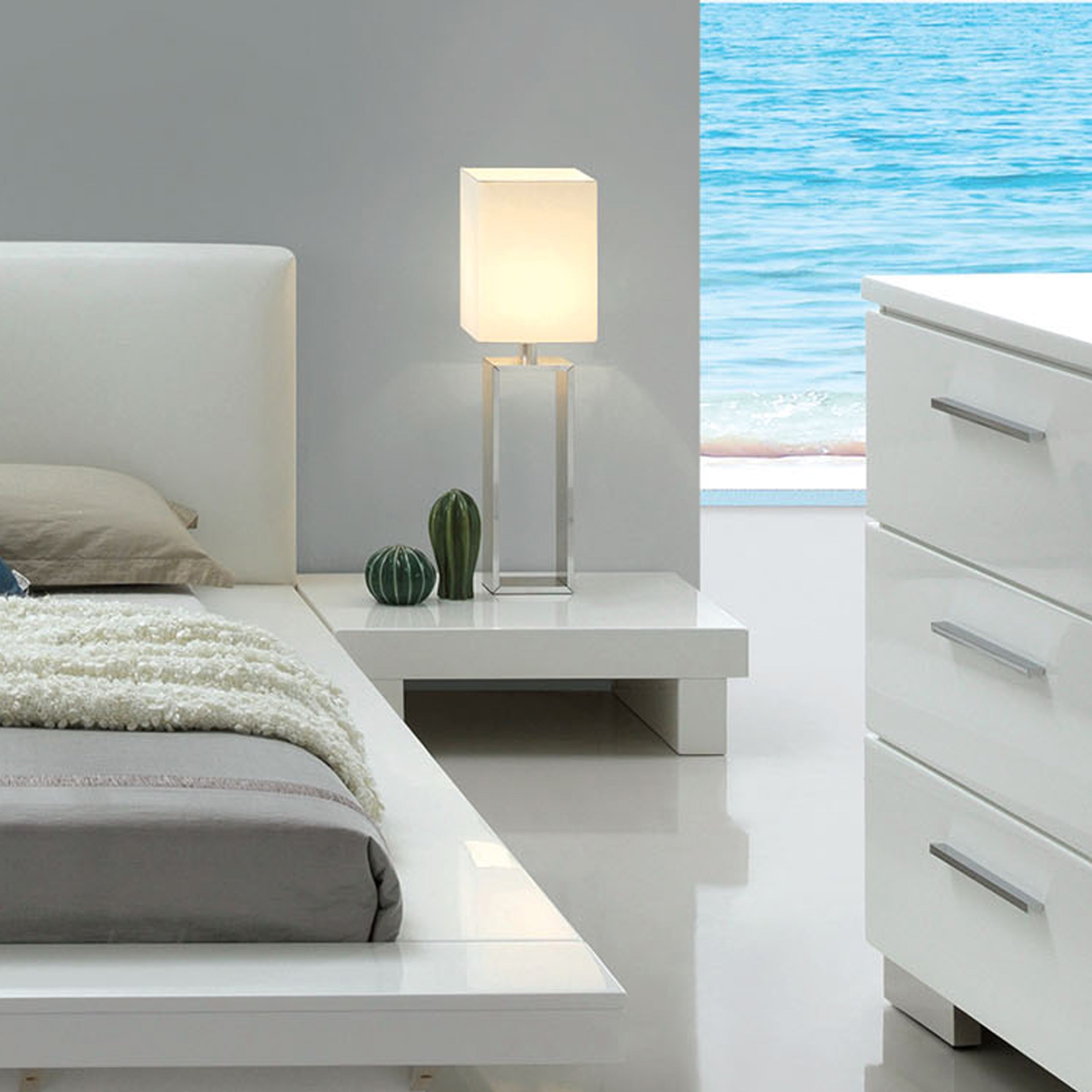 Phoenix Contemporary Gloss White Low Profile Usb Nightstand By Foa