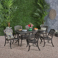 Phoenix Outdoor 6 Seater Cast Aluminum Dining Set With Expandable Table By Christopher Knight Home