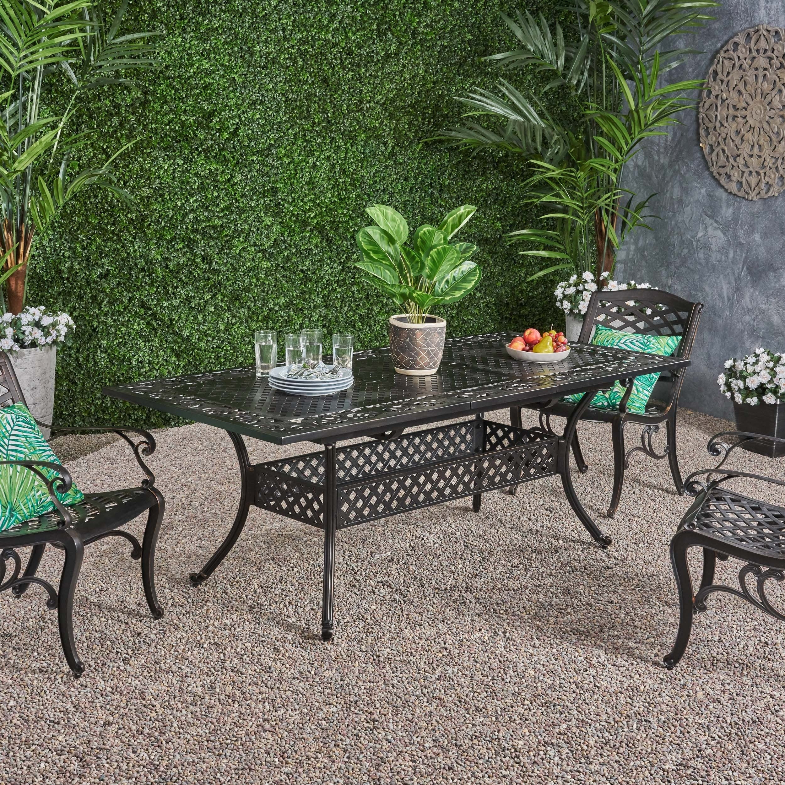 Phoenix Outdoor 64 81 Expandable Cast Aluminum Dining Table By Christopher Knight Home