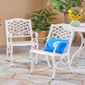 Phoenix Outdoor White Cast Aluminum Arm Chair Set Of 2 By Christopher Knight Home